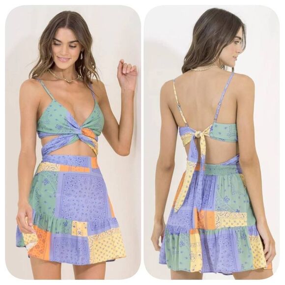 MAAJI BANDANA FLORENTINA SHORT DRESS Sz L - Picture 1 of 10